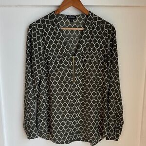 Express Women's Olive Geometric Blouse
